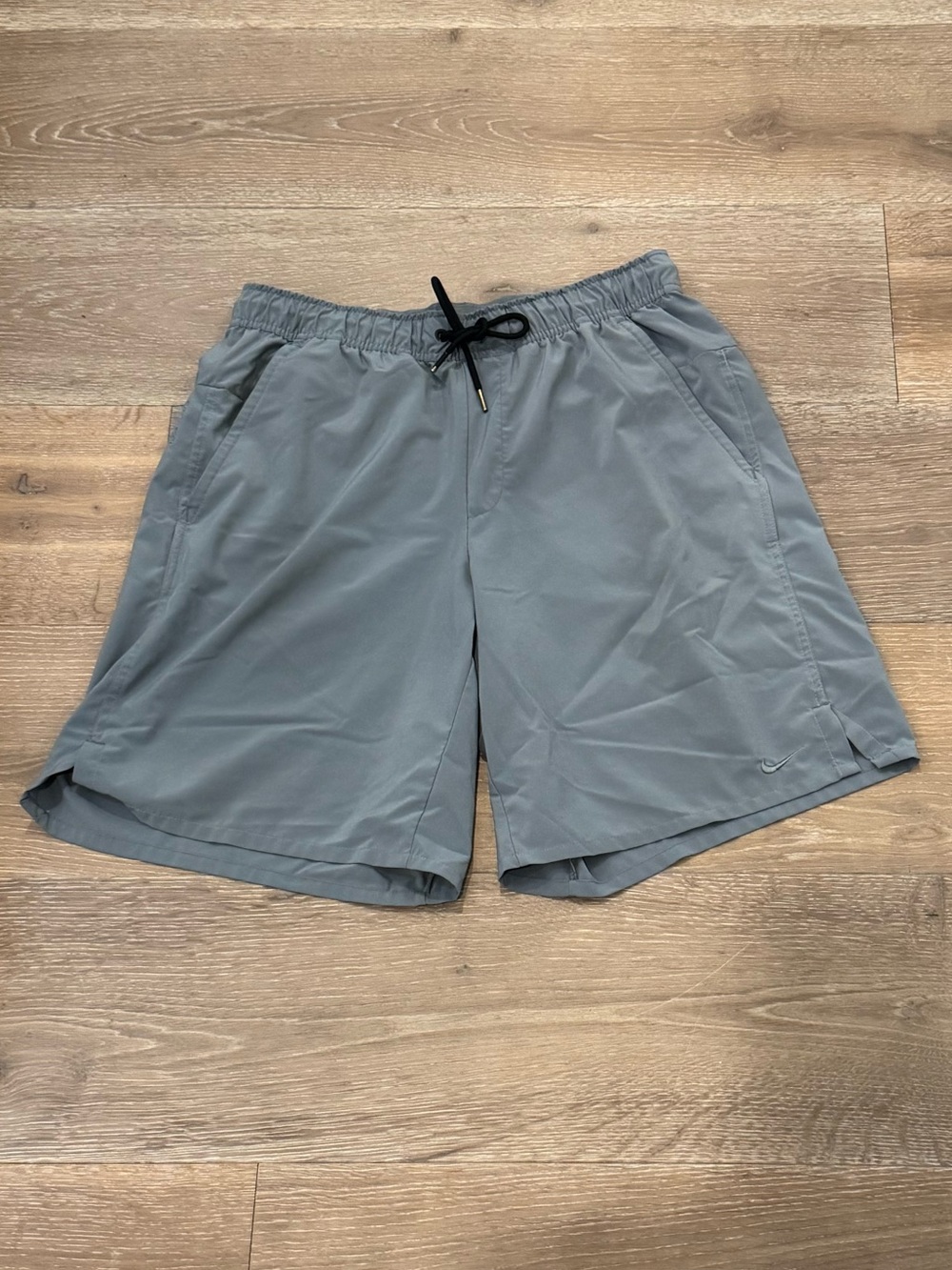 Nike Gray Dri Fit Athletic Shorts with Black Drawstring